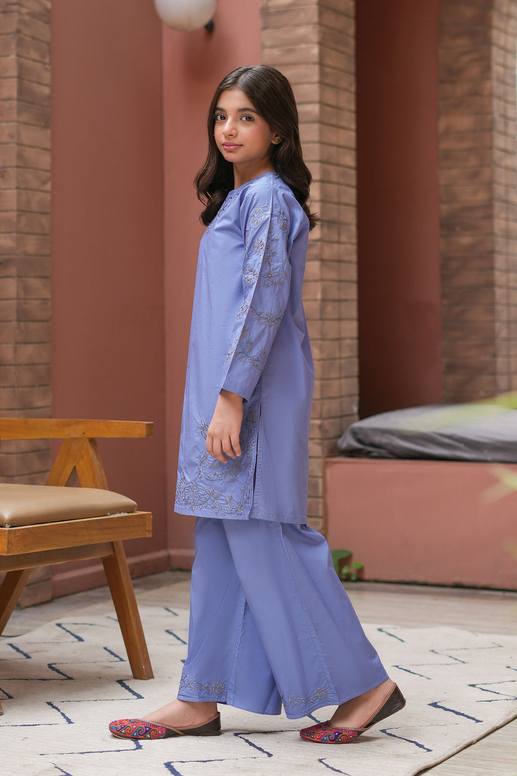 Ayla Premium Cotton with Embroidery 2Pc – Periwinkle (RTW)