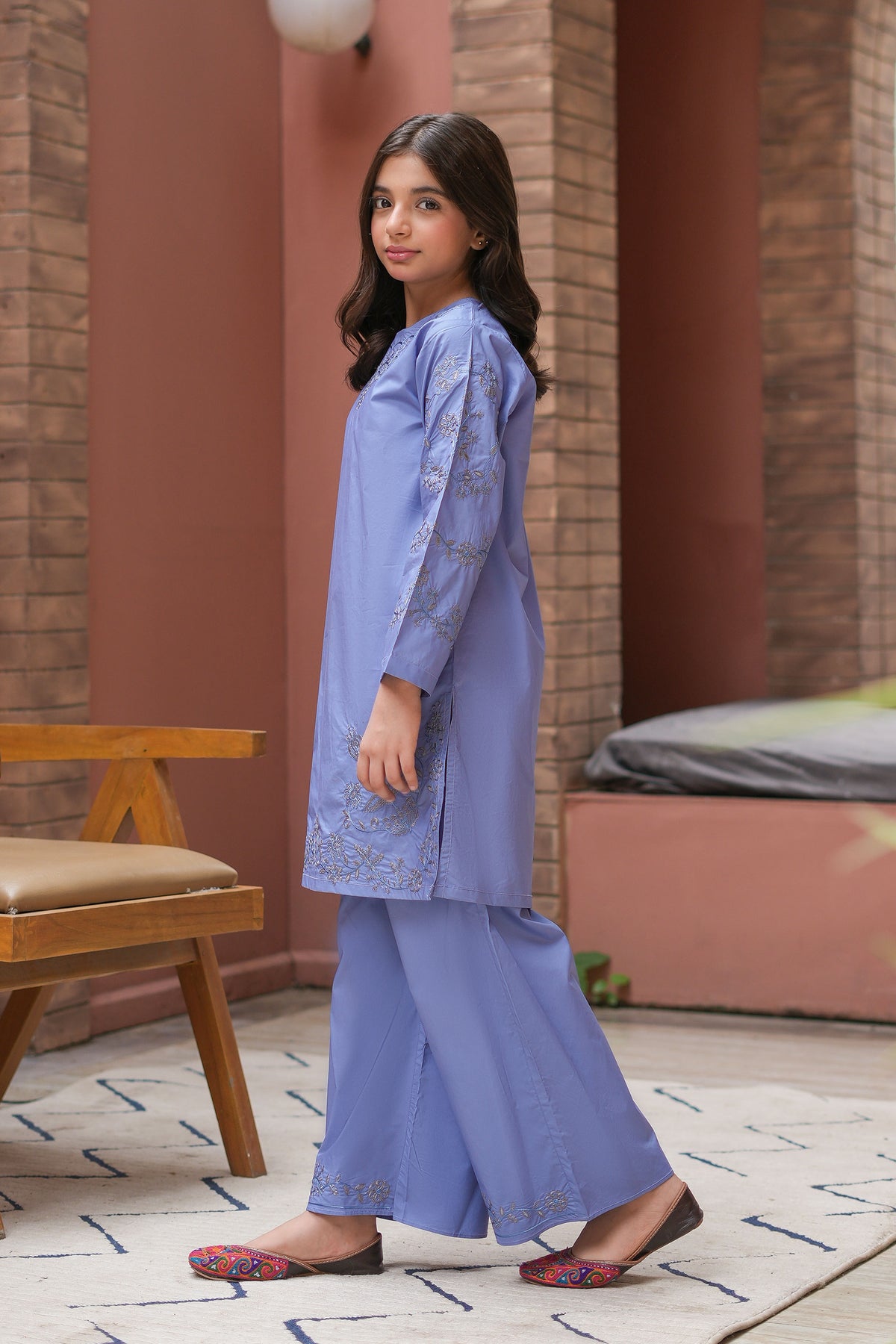 Ayla Premium Cotton with Embroidery 2Pc – Periwinkle (RTW)