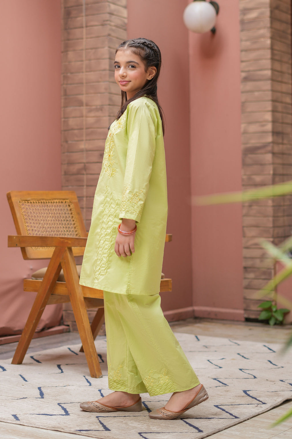 Soleia Premium Cotton Embroidered 2Pc – Lime Green (RTW)