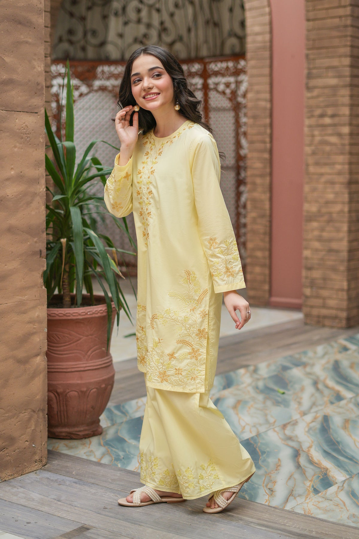 Solmira Premium Cotton Embroidered 2Pc – Buttercream (RTW)
